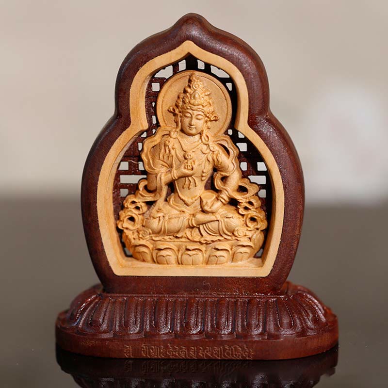 Vajrasattva Buddha Wood Engraved Compassion Statue Figurine Decoration