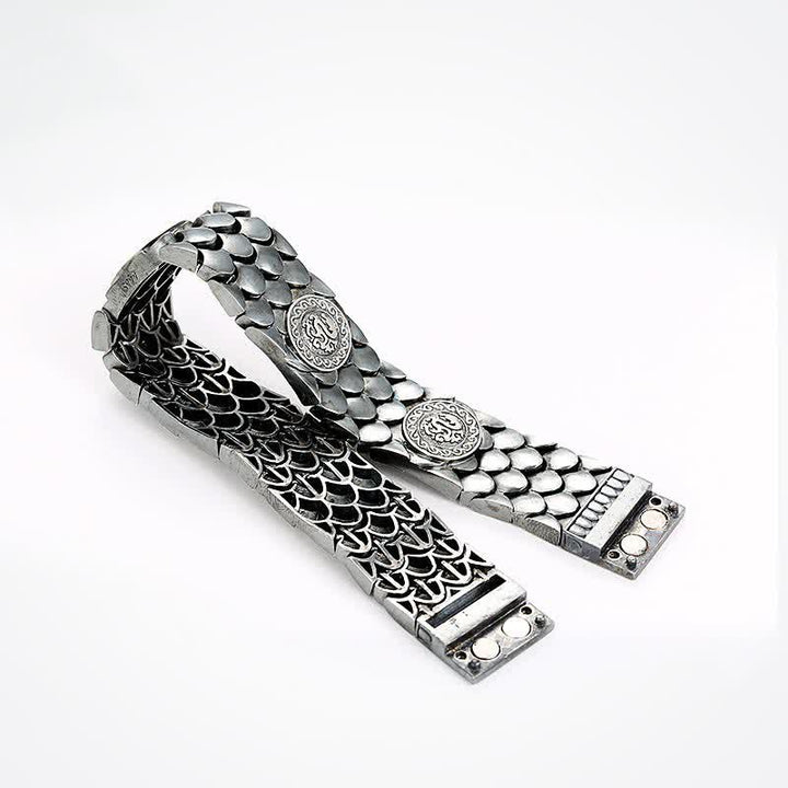 Buddha Stones 925 Sterling Silver Dragon Scales Luck Success Bracelet Bangle