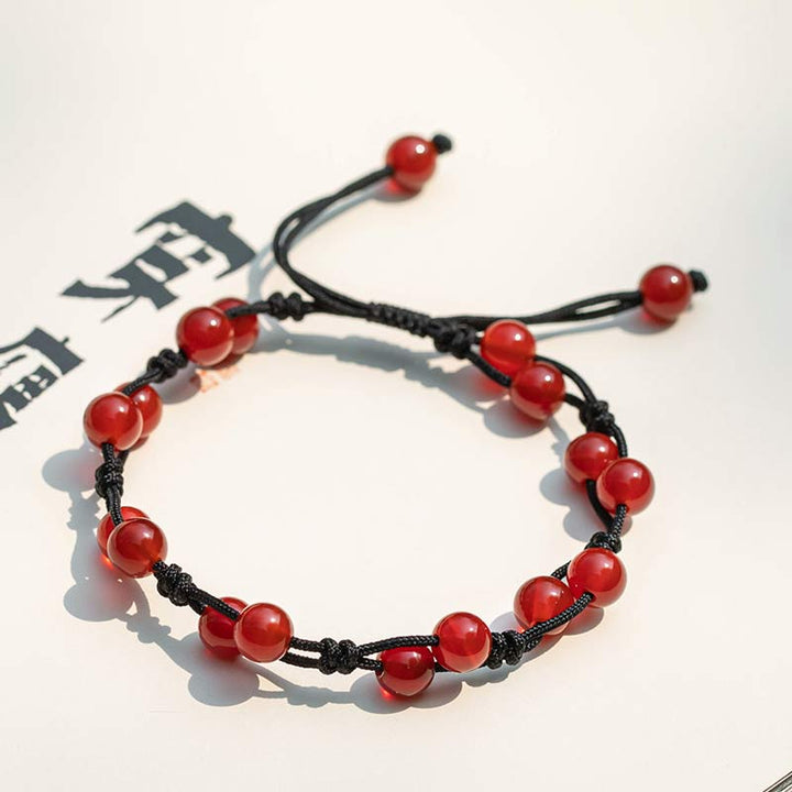 Buddha Stones Red Agate Moss Agate Cinnabar Calm Bracelet