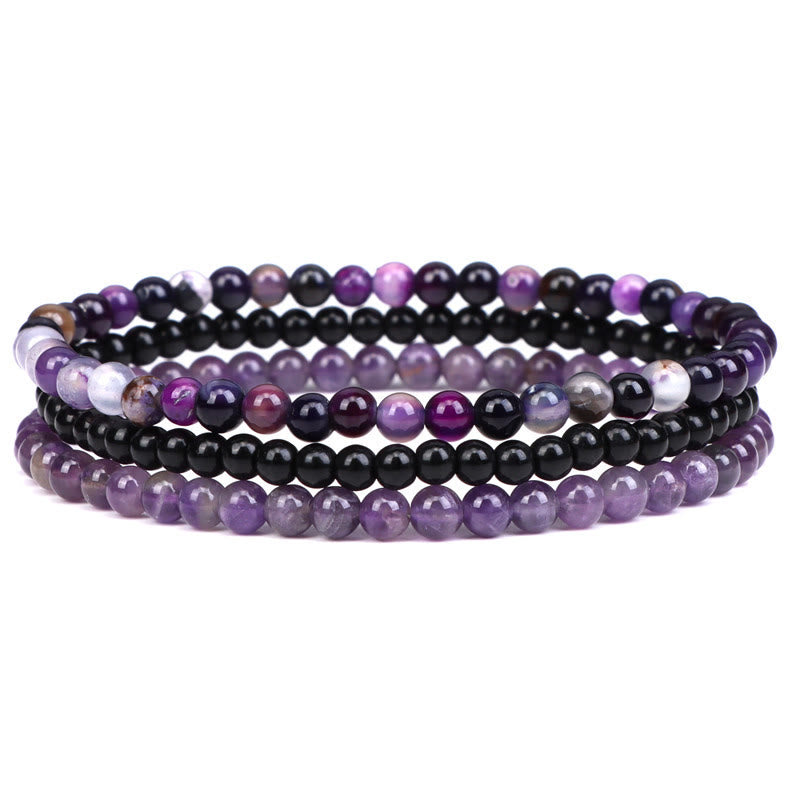 Buddha Stones 3Pcs Natural Crystal Stone Inner Peace Spiritual Bracelet