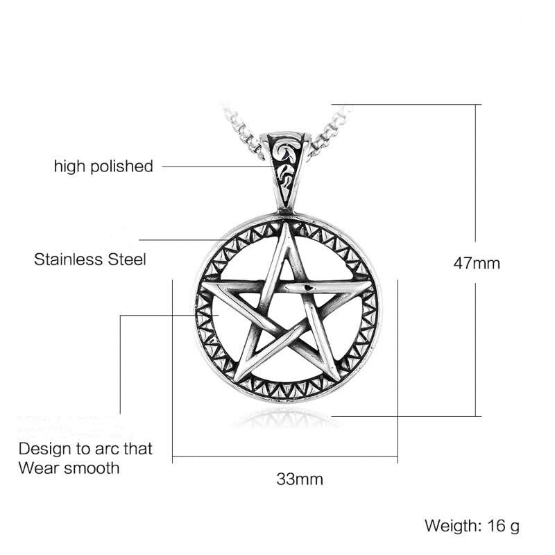 Pentagram Titanium Steel Balance Necklace Pendant