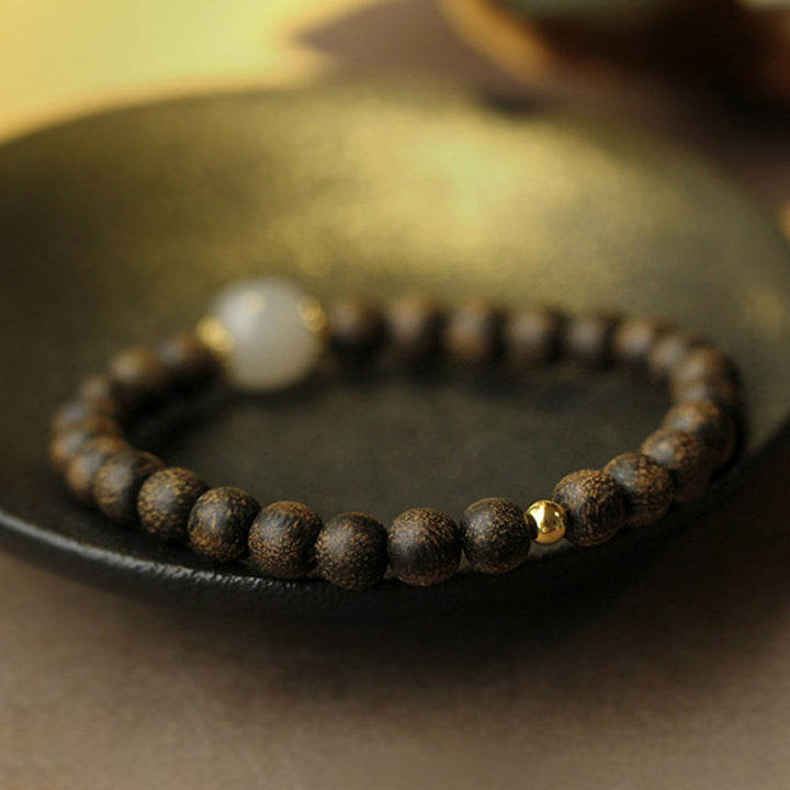 Buddha Stones Agarwood Jade Strength Calm Bracelet