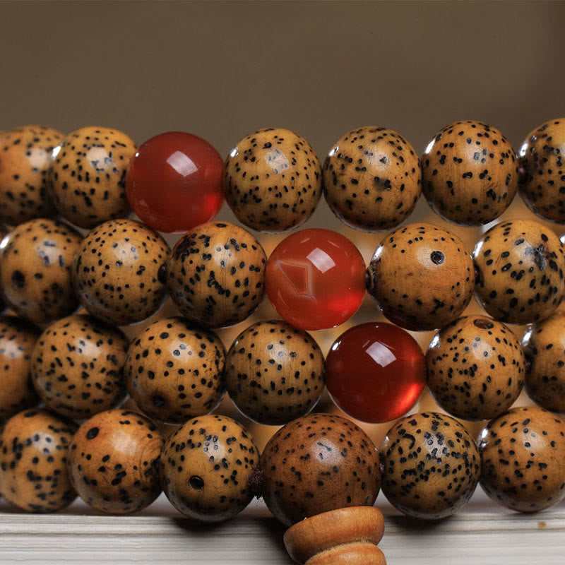 Buddha Stones 108 Mala Beads Bodhi Seed Red Agate Auspiciousness Bracelet