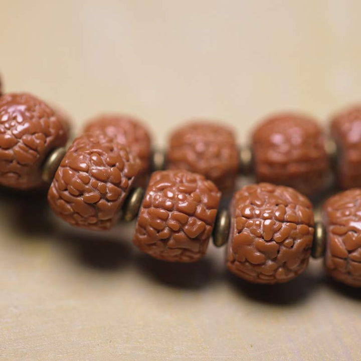 108 Mala Rudraksha Beads Bodhi Seed Dzi Bead Luck Auspiciousness Tassel Bracelet