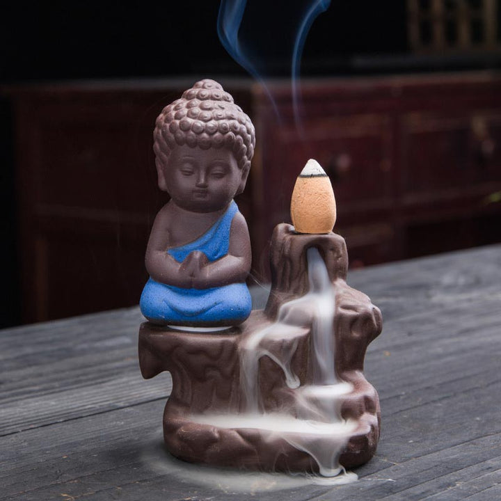 Buddha Stones  Backflow Smoke Fountain Ceramic Blessing Incense Burner Decoration