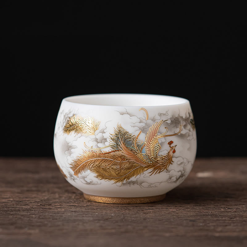 Buddha Stones Phoenix Dragon Lotus Deer Ancient Building Koi Fish Ceramic Teacup Kung Fu Tea Cups