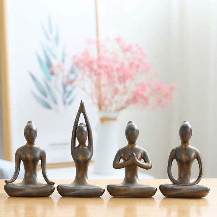 Abstract Yoga Meditation Exercise Ceramics Spiritual Figurine Sculpture Decoration