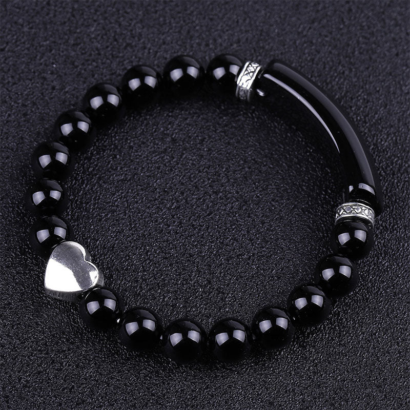 Natural Crystal Beads Unisex Heart Bracelet