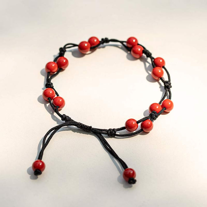 Buddha Stones Red Agate Moss Agate Cinnabar Calm Bracelet