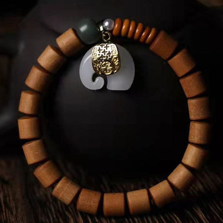 Sandalwood Jade Elephant Protection Bracelet