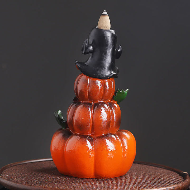 Halloween Pumpkins Ghost Resin Backflow Smoke Fountain Incense Burner Decoration