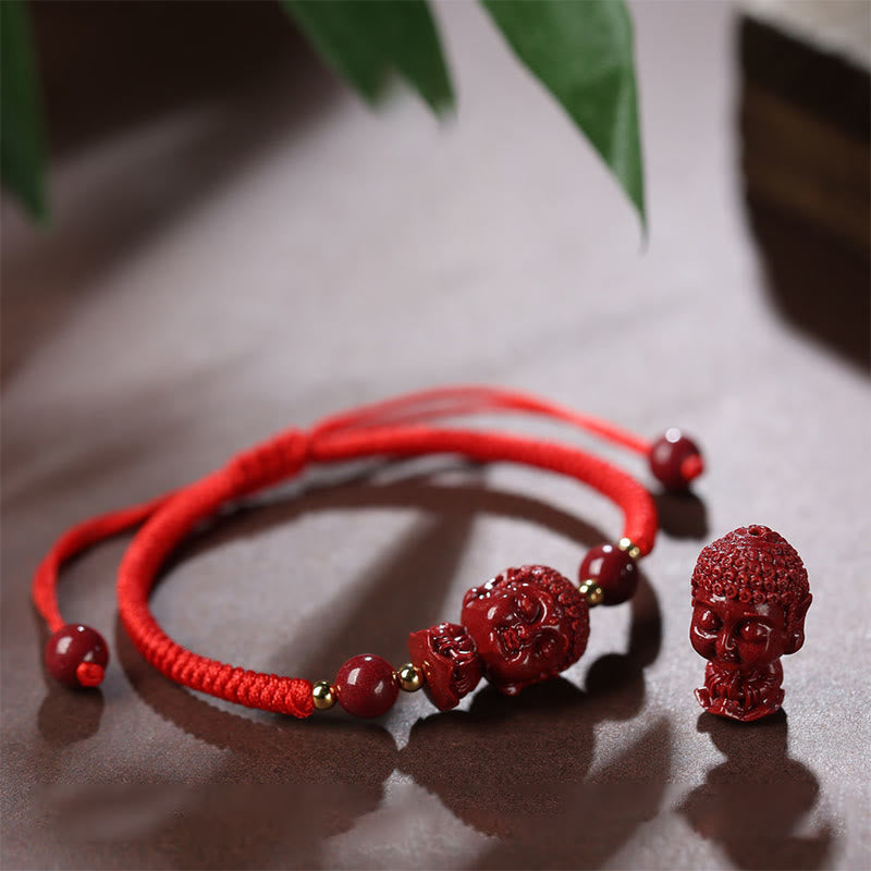 Buddha Stones Chinese Zodiac Natal Buddha Cinnabar Amulet Blessing String Bracelet