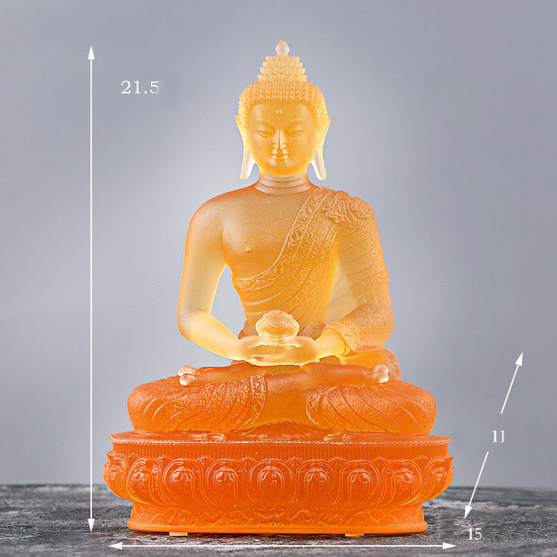 Buddha Stones Buddha Handmade Figurine Liuli Art Piece Serenity Statue Home Offering Decoration