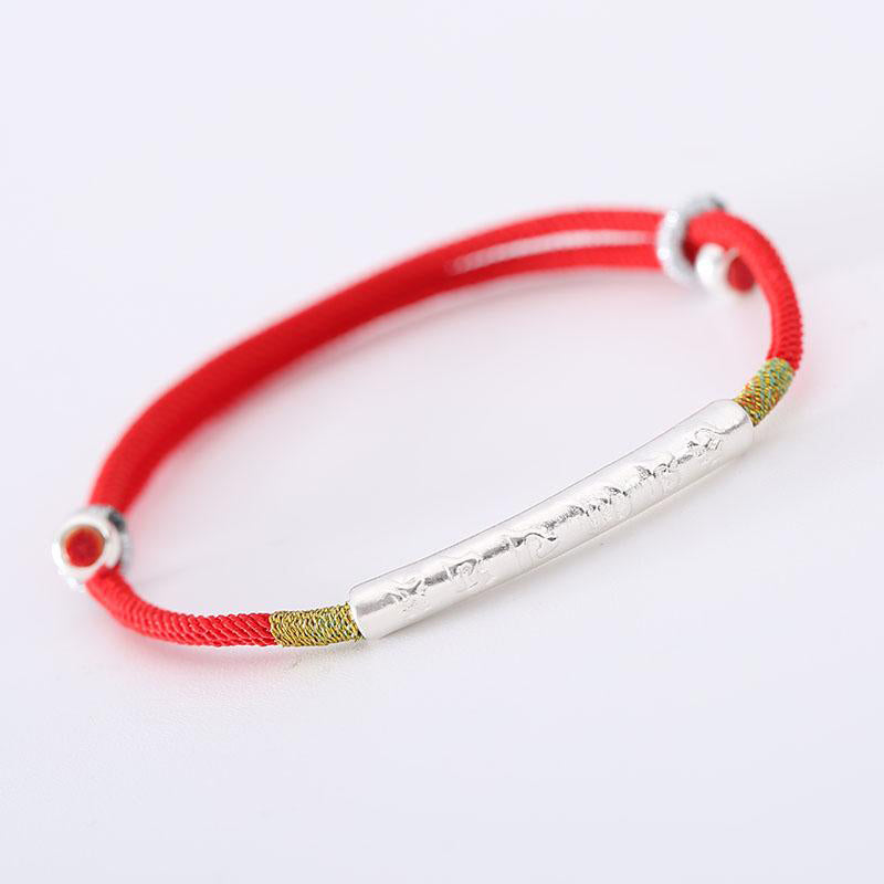 Buddha Stones Tibetan Buddhist Handmade Om Mani Padme Hum Lucky Red String Bracelet