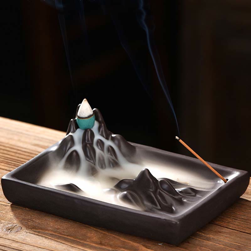 Mountains Flowing Water Ceramic Blessing Backflow Incense Burner