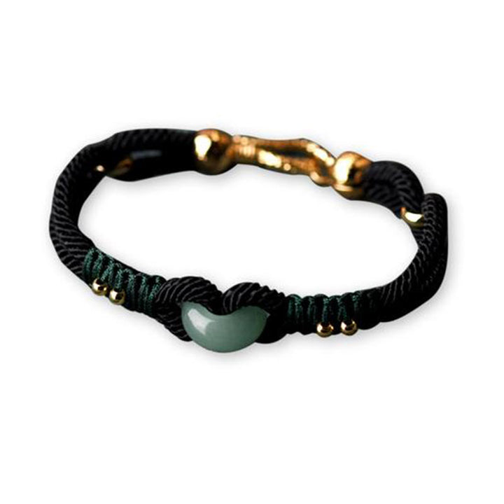 Buddha Stones Tibetan Jade Lucky Black Rope Couple Bracelet