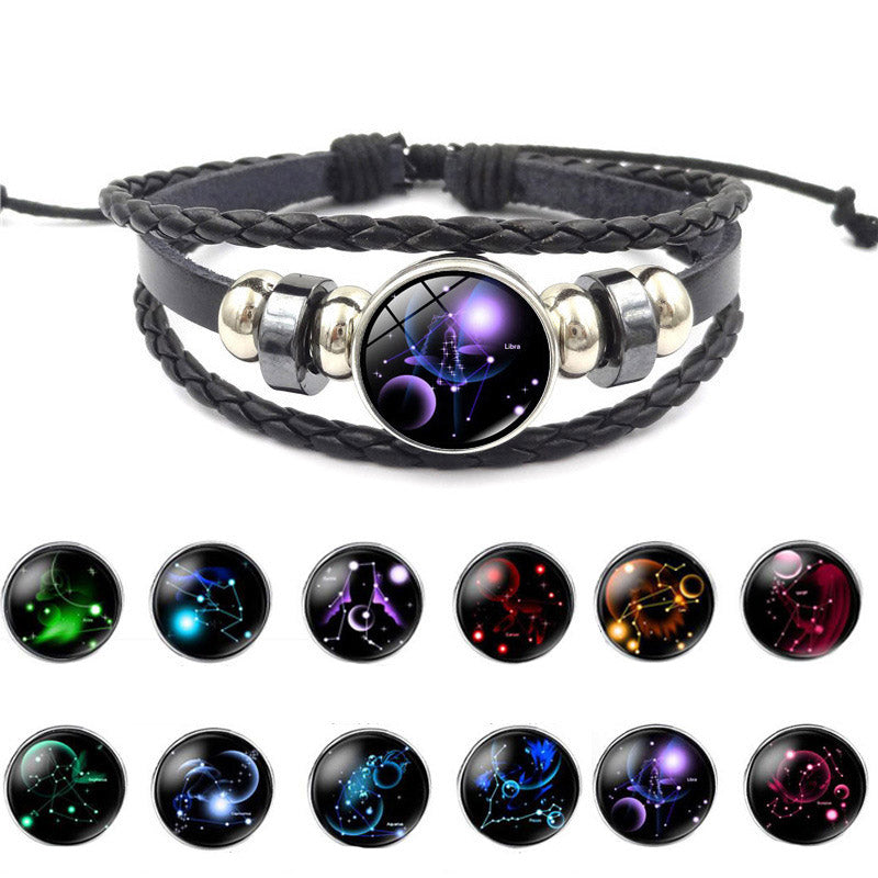 Buddha Stones 12 Constellations of the Zodiac Moon Protection Bracelet