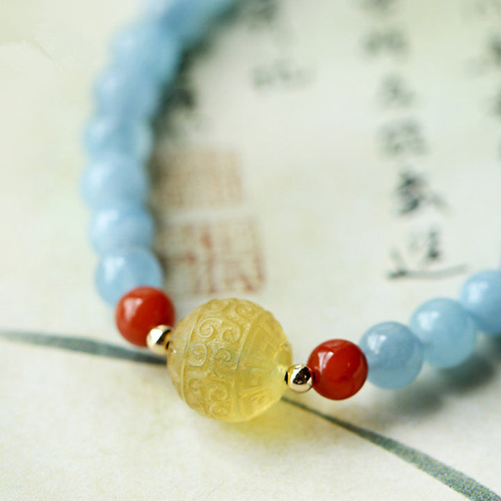 Natural Aquamarine Amber Healing Bracelet