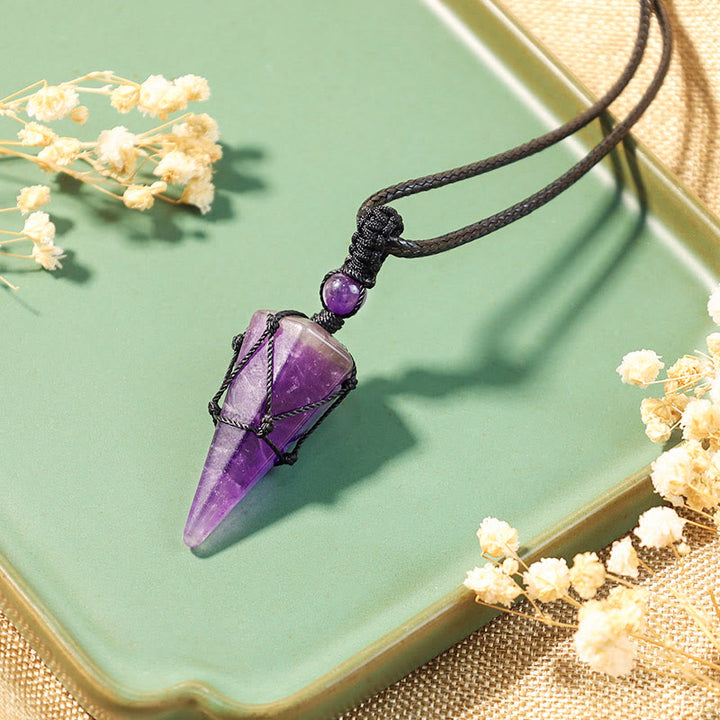 Buddha Stones Natural Stone Pointed Pendant Necklace