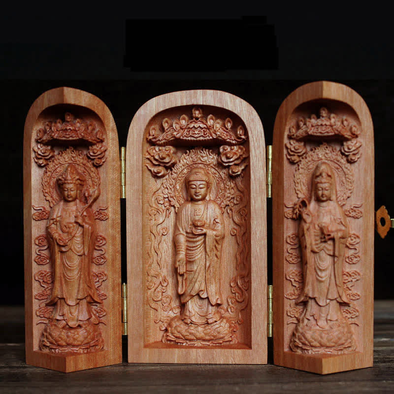 Avalokitesvara Kwan Yin Buddha Cherry Wood Compassion Home Decoration Altar