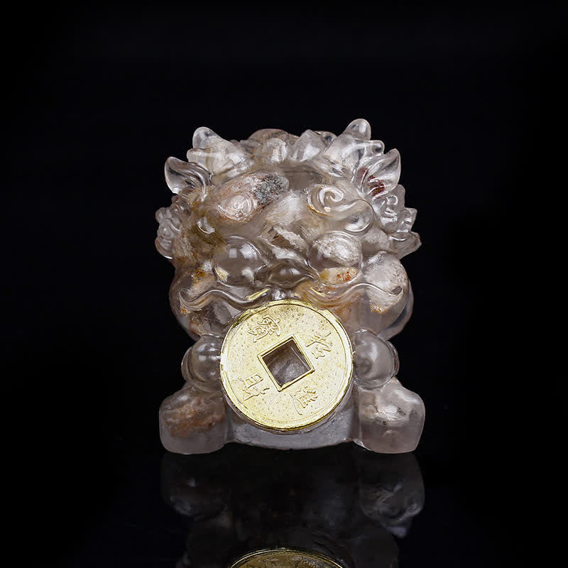 Buddha Stones Handmade Cute PiXiu Gold Coin Crystal Fengshui Energy Wealth Fortune Home Decoration