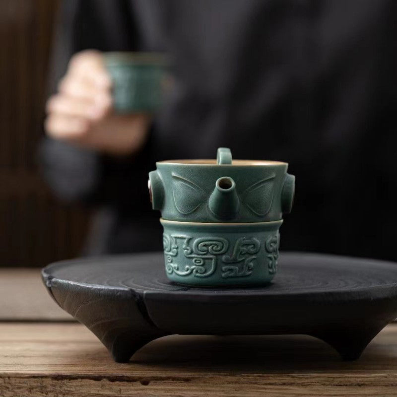 Buddha Stones Sanxingdui Ceramic Teacup Kung Fu Tea Cup With Bag