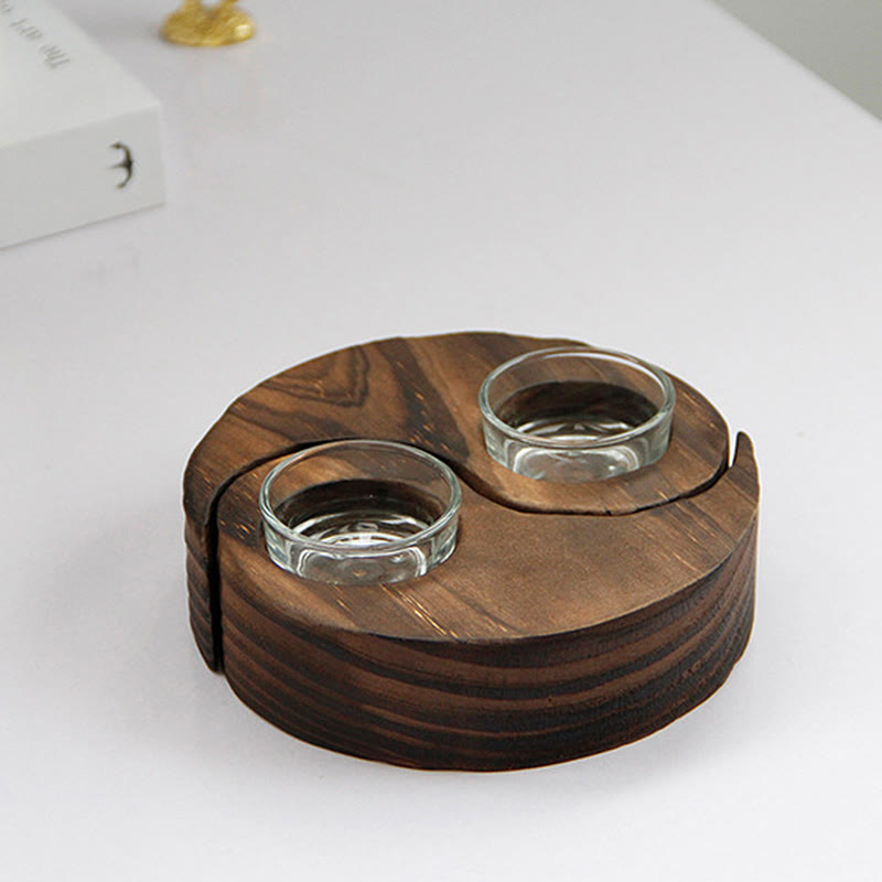 Yin Yang Wood Candle Holder Meditation Rituals Use Items