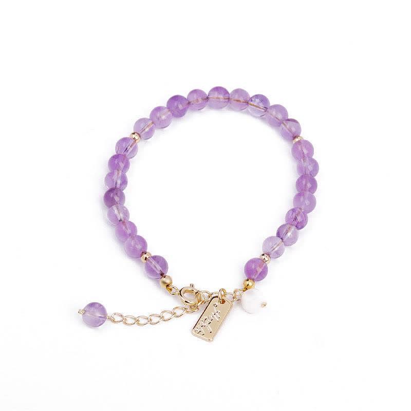 Natural Amethyst Crystal Relieves Stress Bracelet