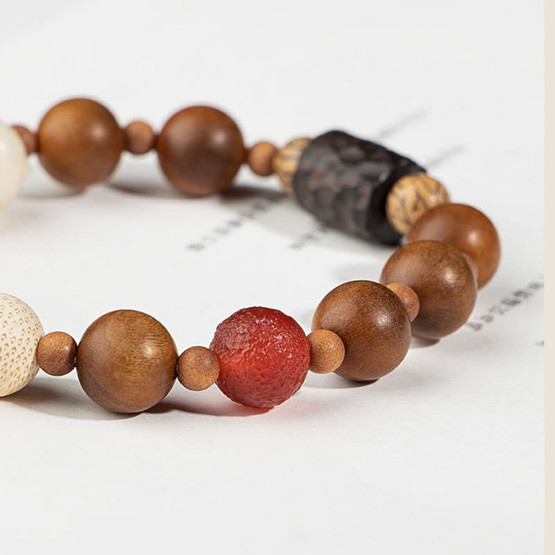 Buddha Stones Lightning Strike Wood Bodhi Seed Cat Paw Claw Auspiciousness Protection Tassel Bracelet