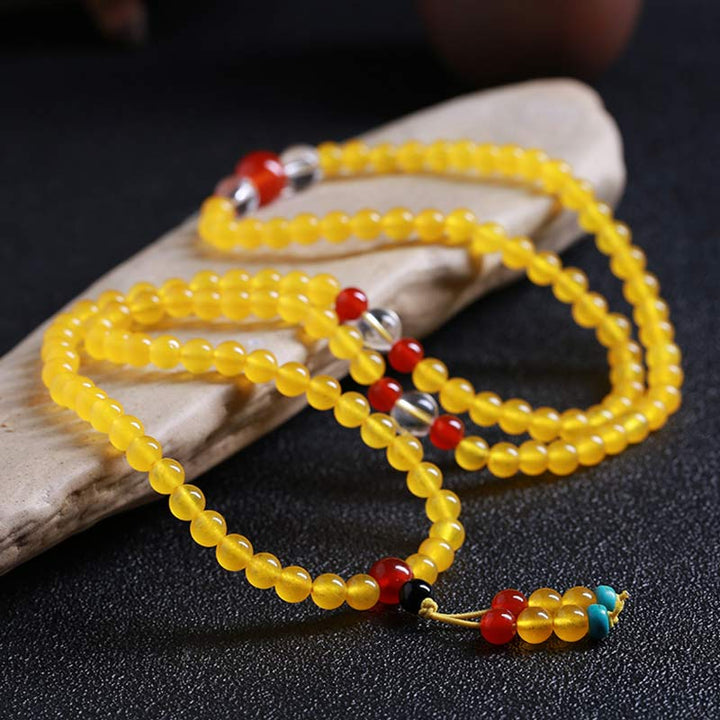 108 Mala Beads Yellow Chalcedony Harmony Bracelet