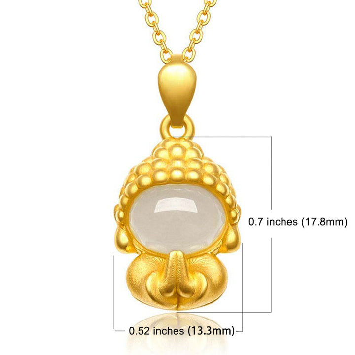 White Jade Buddha Success Pendant Necklace