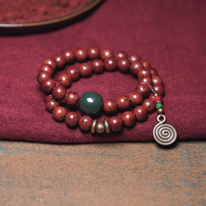 Bodhi Seed Cyan Jade Copper Peace Luck Bracelet