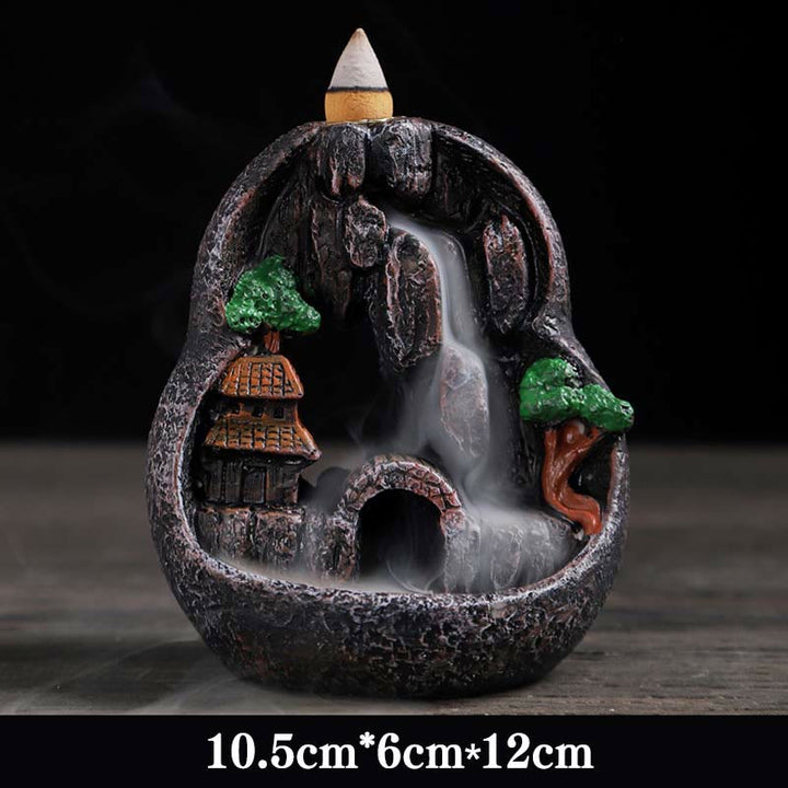 Mountain Bridges Pattern Meditation Resin Backflow Incense Burner