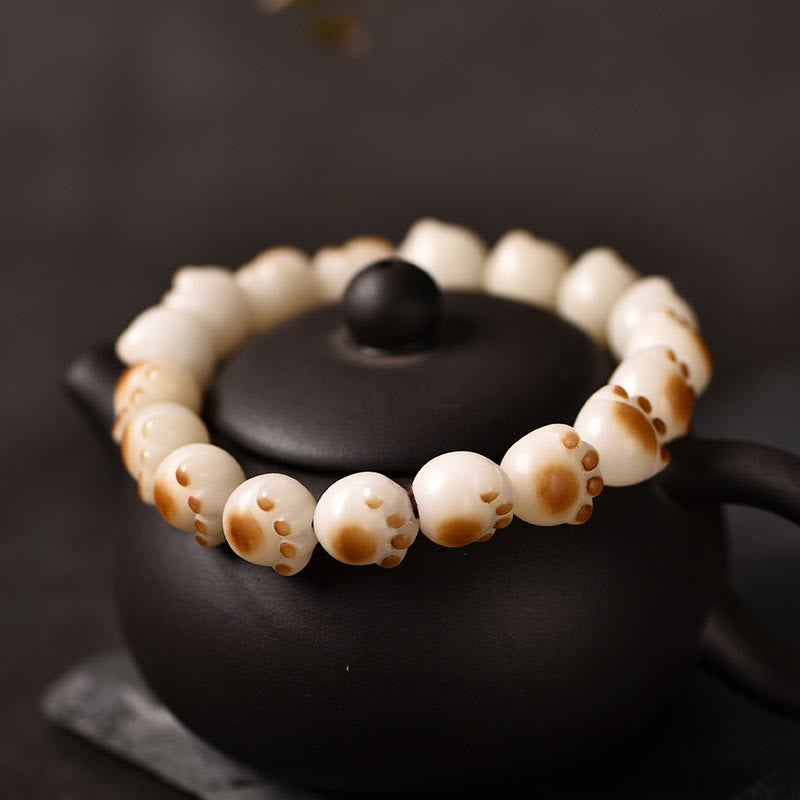 Buddha Stones Cute Cat Paw Claw Bodhi Seed Peace Bracelet