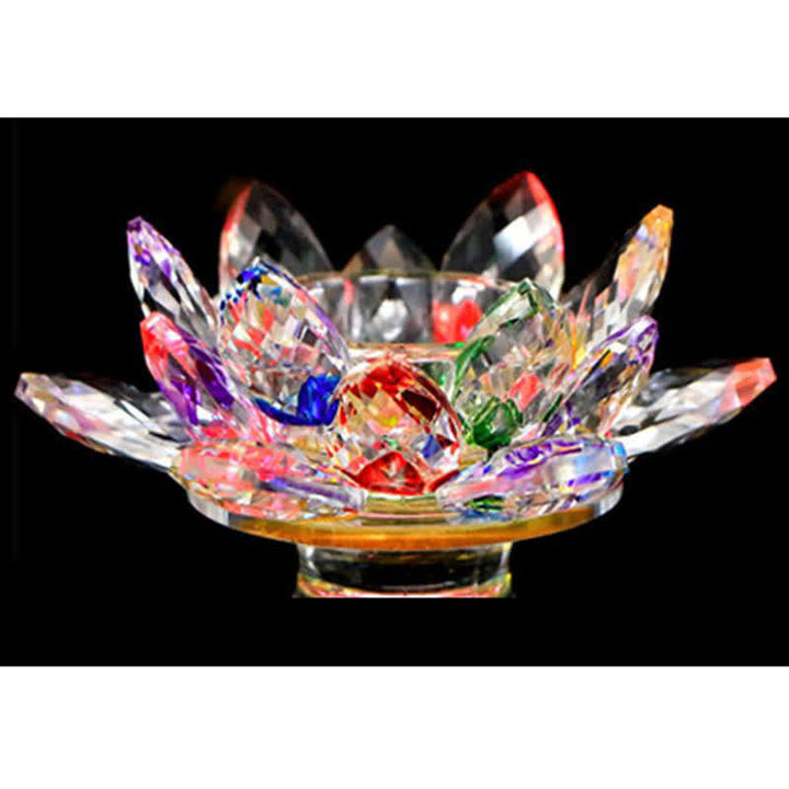 Lotus Flower Crystal Candle Holder Home Office Offering Decoration