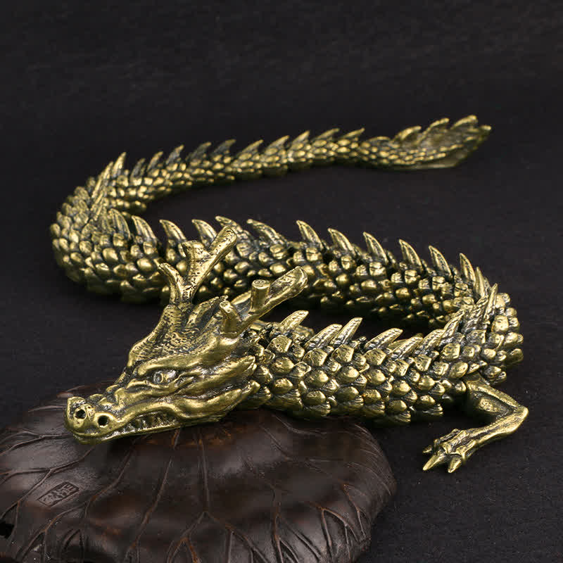 Brass Copper Dragon Wealth Luck Protection Statue Figurine Home Decoration