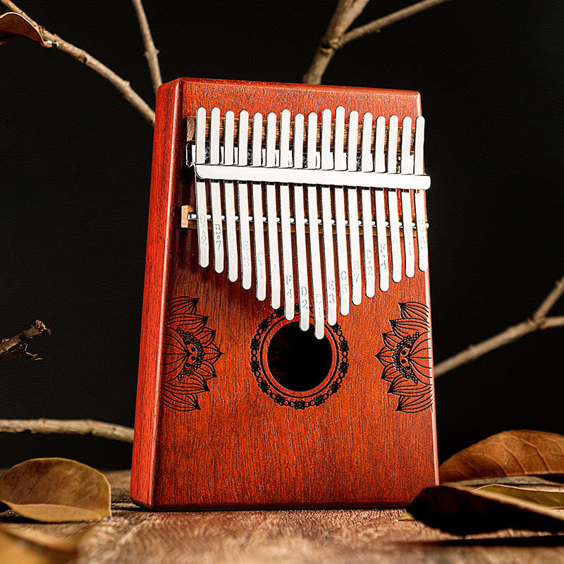 Buddha Stones Kalimba 17/21 Keys Thumb Piano Lotus Design Portable Finger Piano