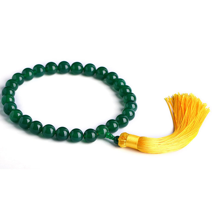 Natural Green Agate Wrist Mala Power Tassels Pocket Mala Car Decoration