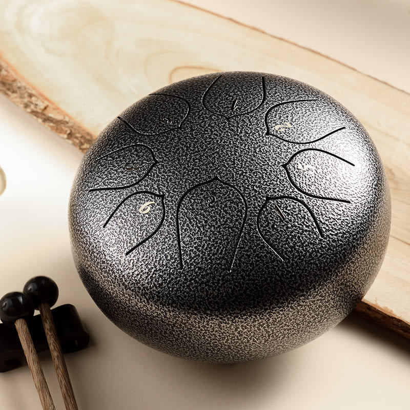 Buddha Stones Steel Tongue Drum Sound Healing Meditation Lotus Pattern Drum Kit 8 Note 6 Inch Percussion Instrument