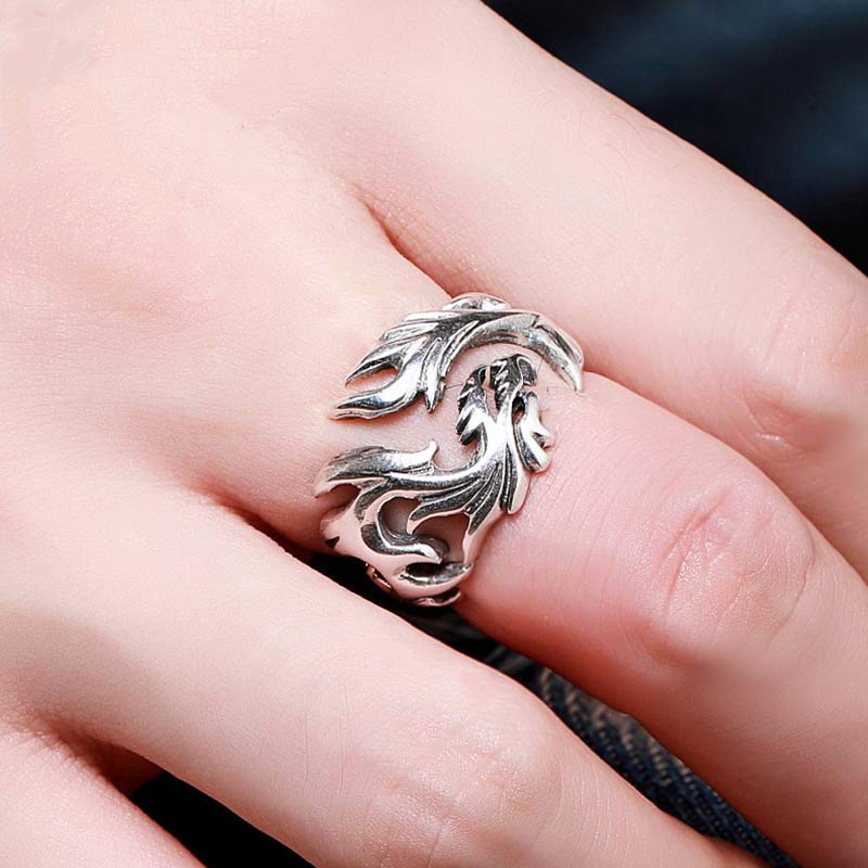 Buddha Stones Dragon Pattern Protection Strength Adjustable Ring