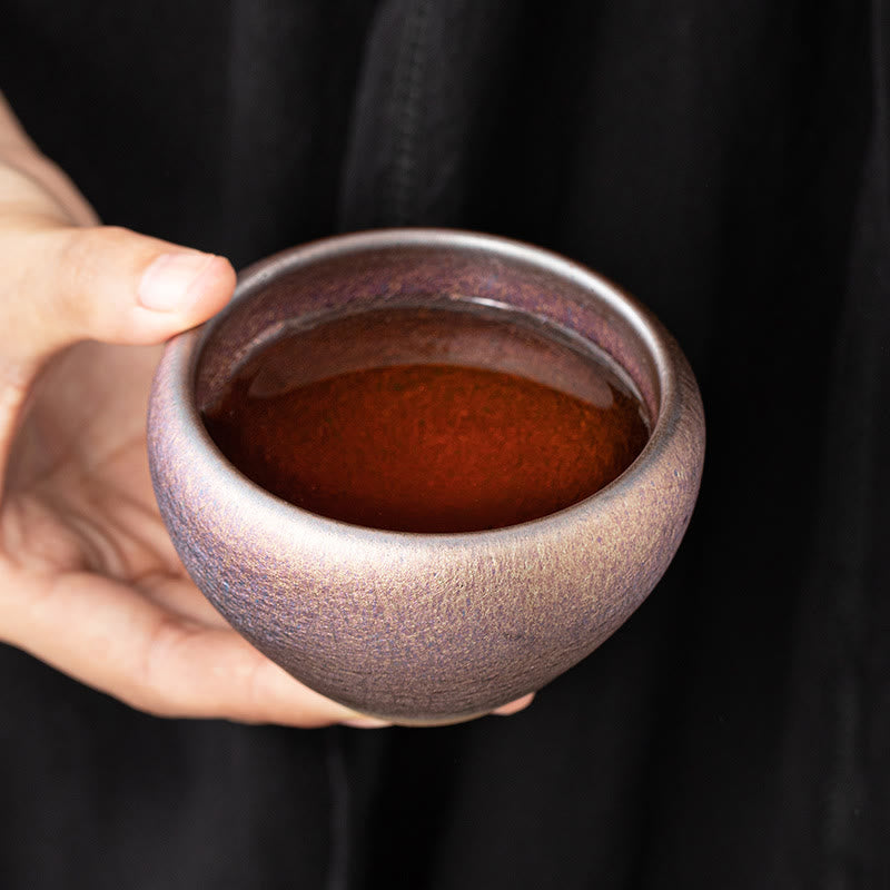 Buddha Stones Vintage Purple Rainbow Chinese Jianzhan Kiln Change Porcelain Teacup Kung Fu Tea Cup