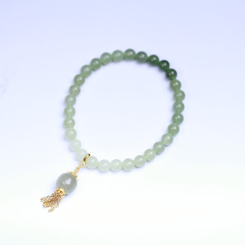 925 Sterling Silver Hetian Jade Beaded Wealth Charm Bracelet