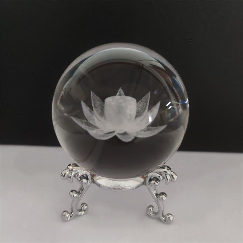 White Crystal Dragon Lotus Blessing Decoration