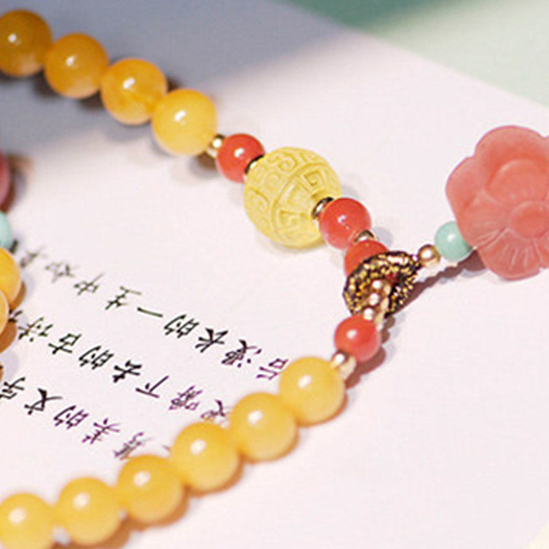 Amber Healing Balance Necklace Flower Charm Bracelet