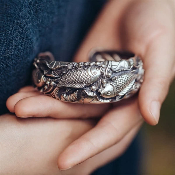 Buddha Stones Koi Fish Lotus Luck Wealth Bracelet Bangle