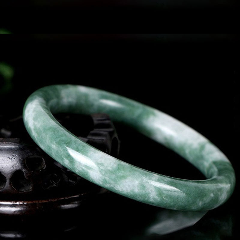 Buddha Stones Natural Jade Luck Abundance Bangle Bracelet