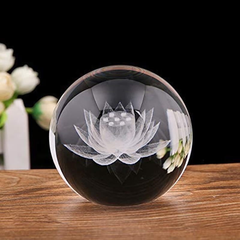 White Crystal Dragon Lotus Blessing Decoration