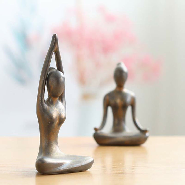 Abstract Yoga Meditation Exercise Ceramics Spiritual Figurine Sculpture Decoration