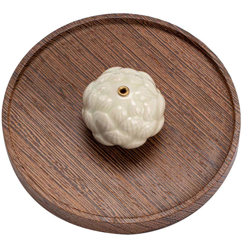 Buddha Stones Mini Lotus Flower Meditation Ceramic Stick Small Incense Burner Decoration