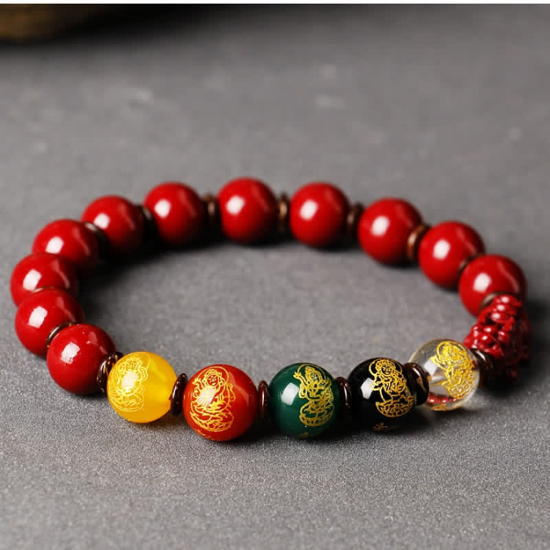 Buddha Stones God Of Wealth Cinnabar PiXiu Blessing Bracelet